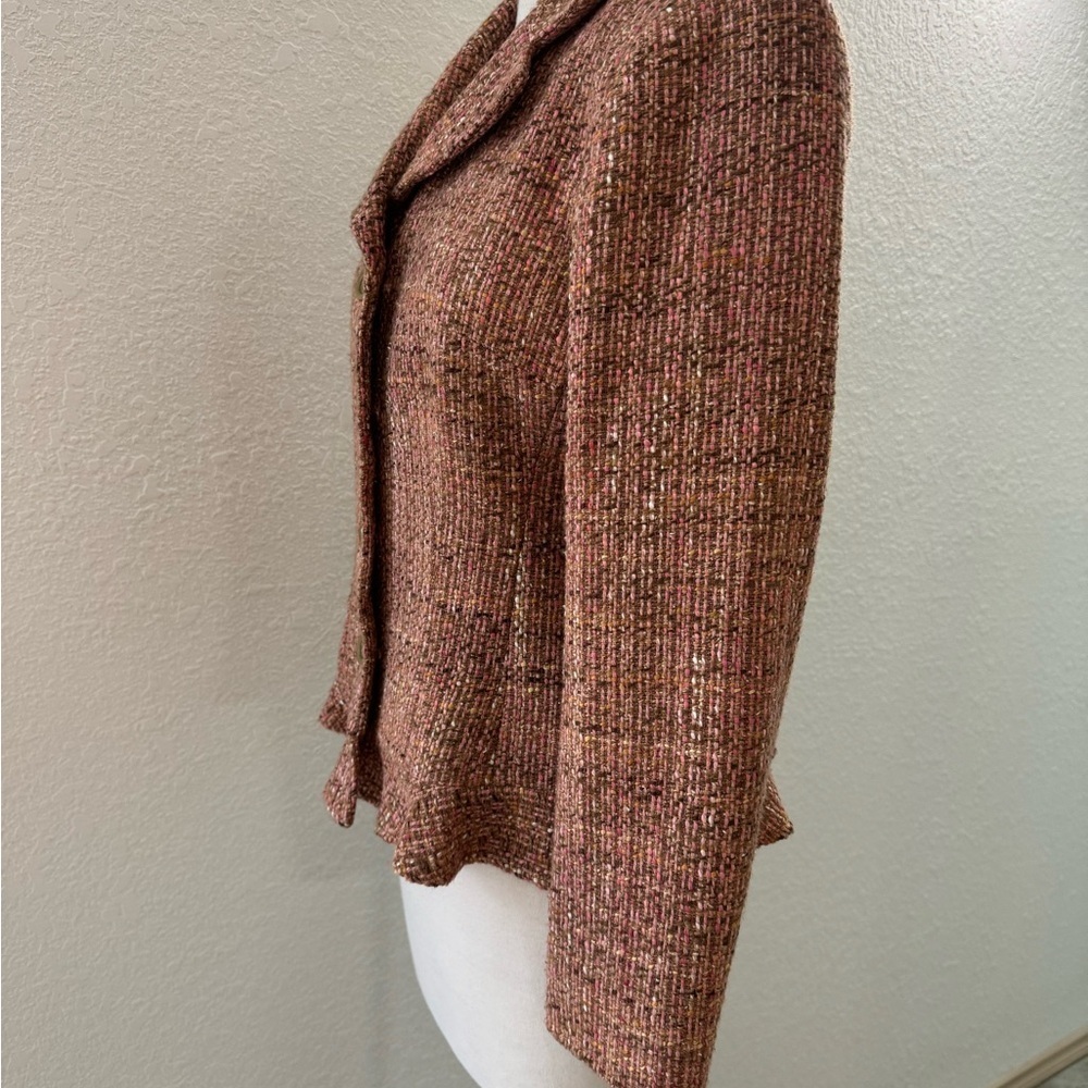 Neiman Marcus‎ VTG 90's Multicolored Tweed Flare Ruffle Blazer Women's Sz. 6 - Picture 7 of 12